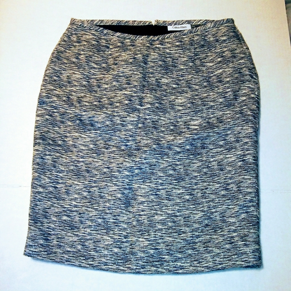 Calvin Klein 6P Pencil Skirt Blue/Wh/Black